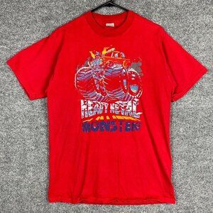 Vintage Heavy‎ Metal Monster Truck Car Red Made in USA T shirt Men Sz Large